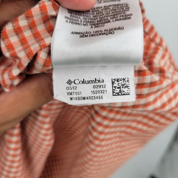 Columbia Men Orange Plaid Collar Pocket Short Sleeve Button Up Shirt Size XL - Picture 6 of 11